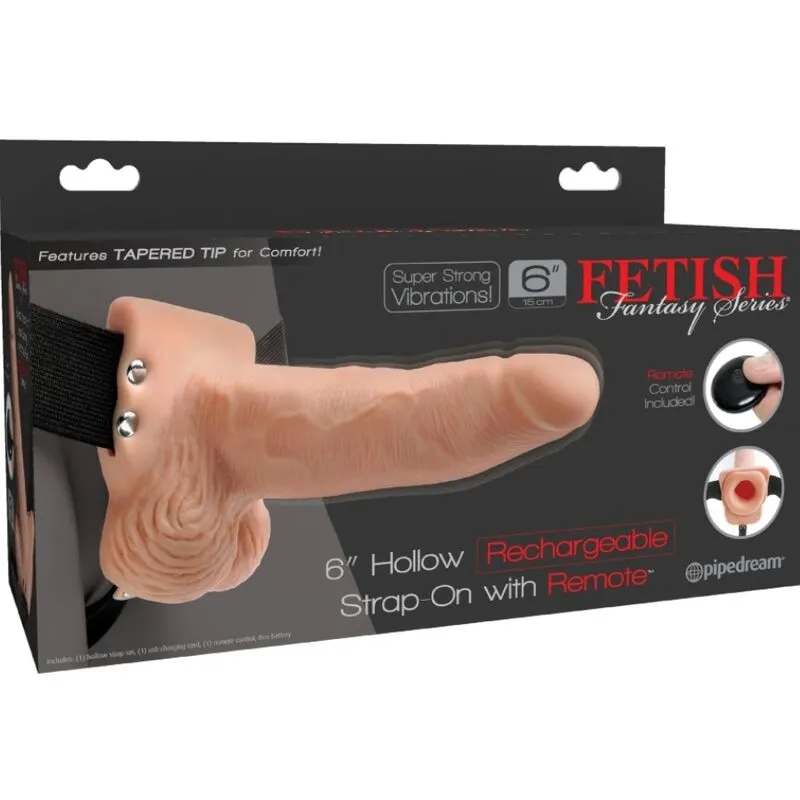 Dutý vibrační strap-on s varlaty Fetish Fantasy Series, dálkové ovládání, 15 cm