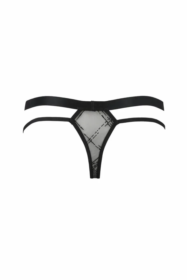 Pánská tanga Passion Collin, průsvitná s proužky, černá - obrázek 2