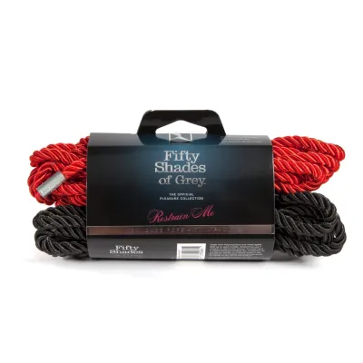 Bondážní lana Fifty Shades of Grey Restrain Me, 2 x 5 m, černé a stříbrné - obrázek 2
