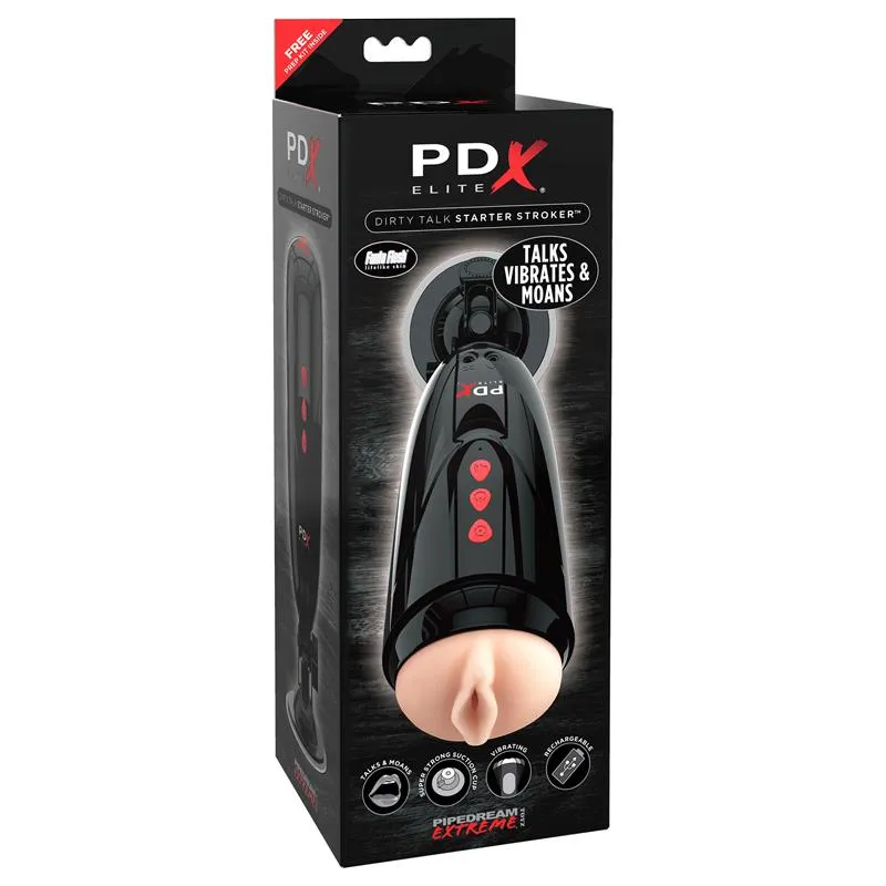 Mluvící vibrační masturbátor PDX Elite Dirty Talk Starter Stroker, černý - obrázek 2