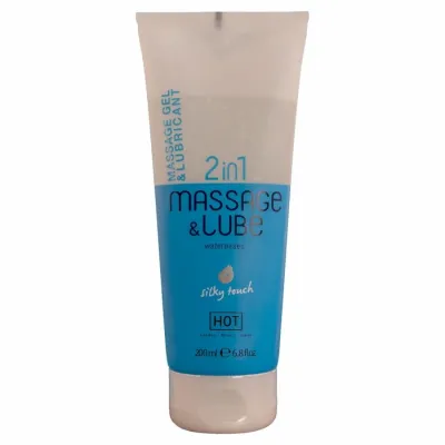 Masážní a lubrikační gel HOT 2v1 Silky Touch na vodní bázi, 200 ml
