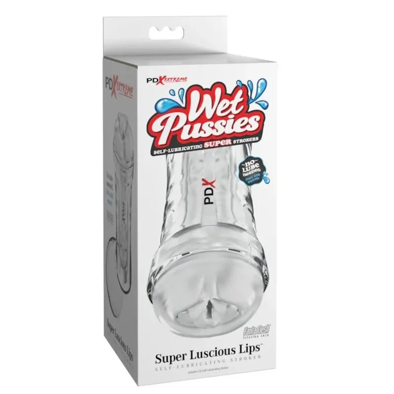 Samolubrikační umělá vagína Pipedream Super Luscious Lips v pouzdře - obrázek 7