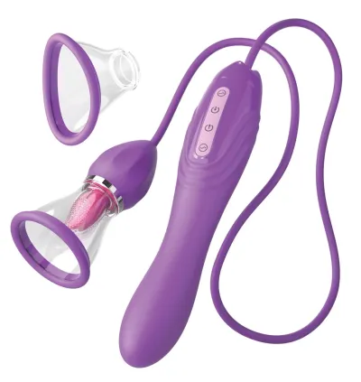 Tlakový stimulátor s jazýčkem a hadicí Fantasy For Her Ultimate Pleasure Max, fialový - obrázek 2