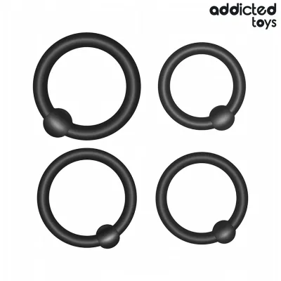 Sada 4 silikonových erekčních kroužků Addicted Toys, černá - obrázek 5