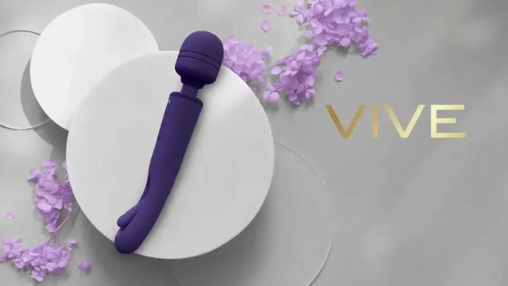 Masážní hlavice VIVE Kiku, oboustranná, s mávajícím stimulátorem, fialová - obrázek 9