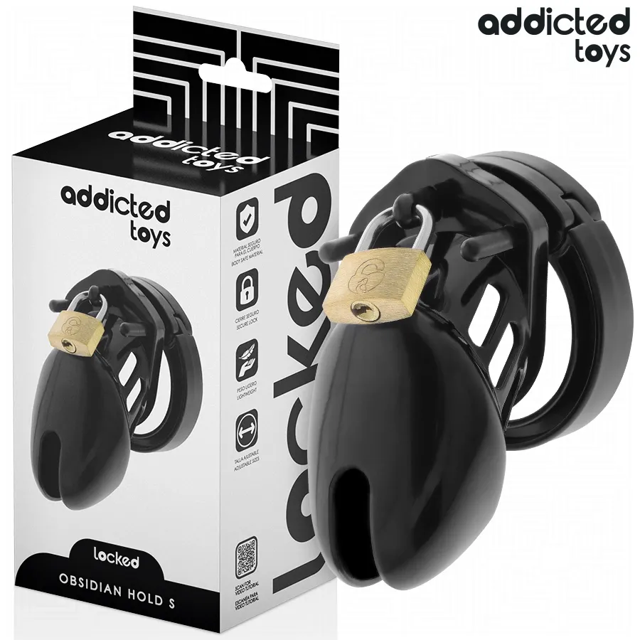 Klec cudnosti Addicted Toys Locked Obsidian Hold, velikost S, černá