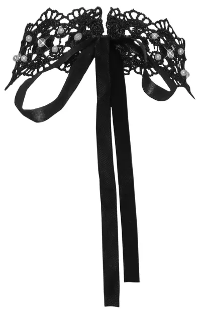 Vyšívaný choker s perlami a kamínky Cottelli Collection, černý, 36 cm - obrázek 8