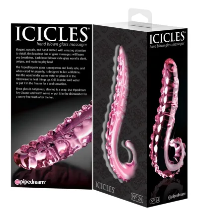 Skleněné dildo Icicles No. 24, růžové - obrázek 5