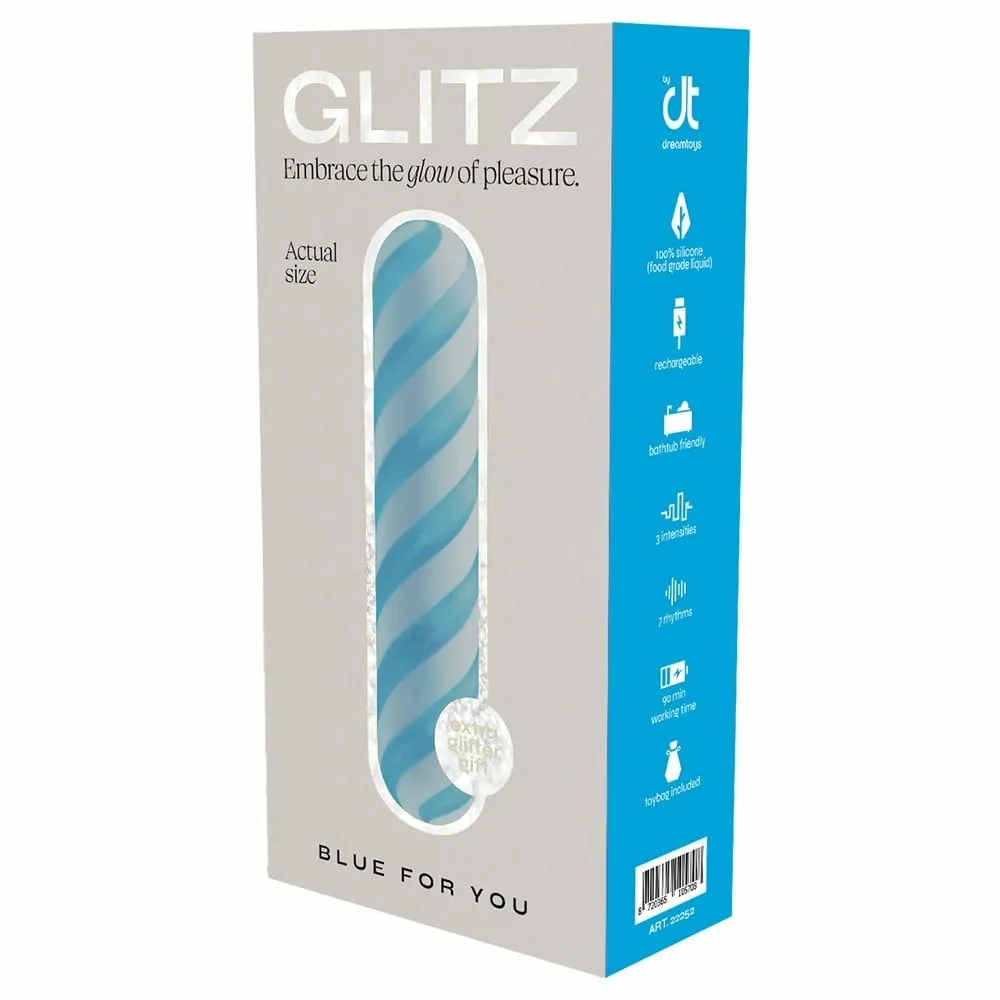 Minivibrátor Glitz Blue For You, nabíjecí, vodotěsný, modrý, 10,9 cm