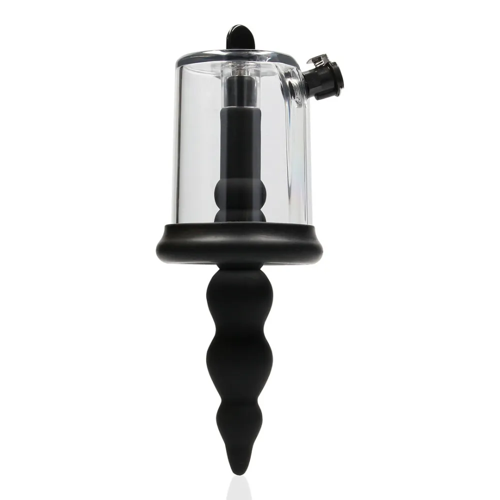 Anální vakuová pumpa Ouch! Manual Rosing Pump se 3 nástavci, černá - obrázek 4