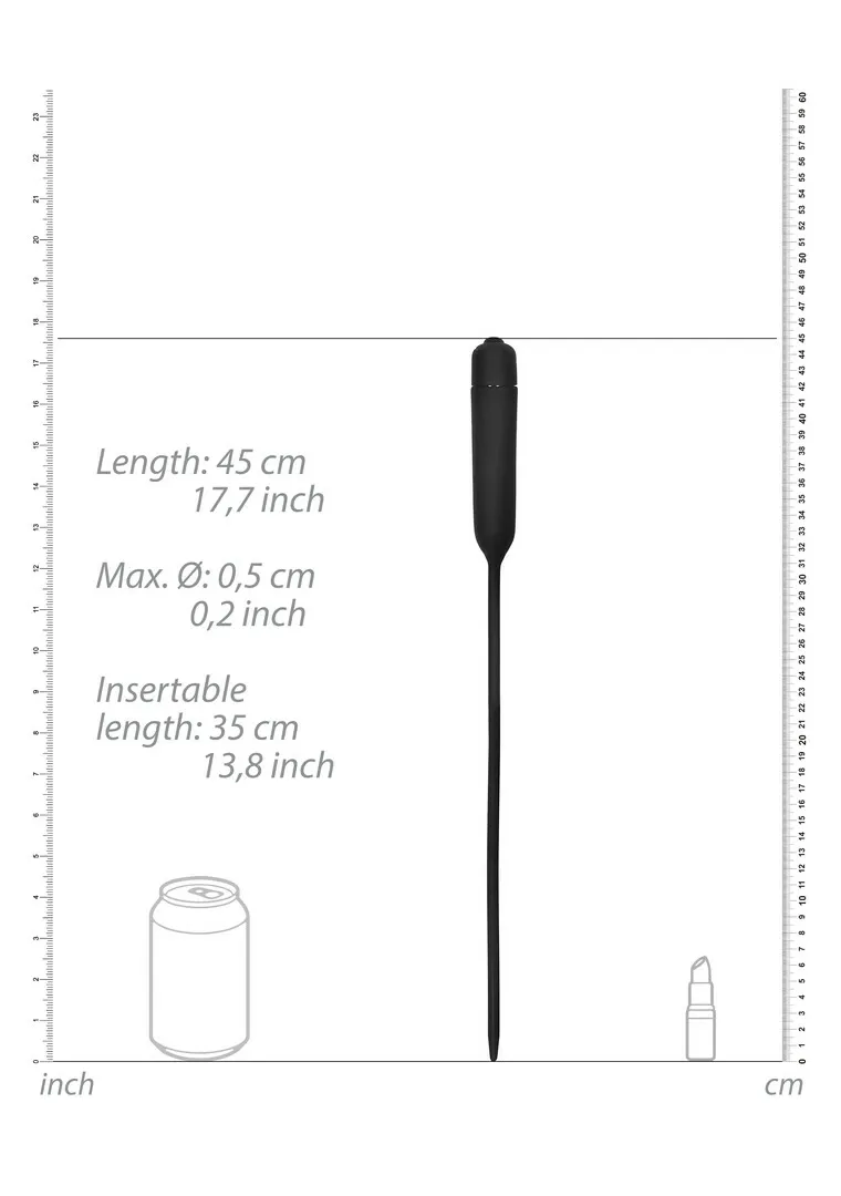 Vibrační dilatátor do močové trubice Ouch! Extra Long, silikonový, černý - obrázek 3