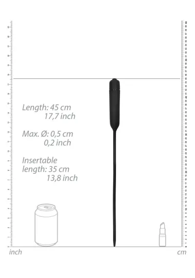 Vibrační dilatátor do močové trubice Ouch! Extra Long, silikonový, černý - obrázek 3