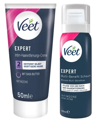 Sada pro depilaci intimních partií Veet Expert s bambuckým máslem, 2 × 50 ml - obrázek 2