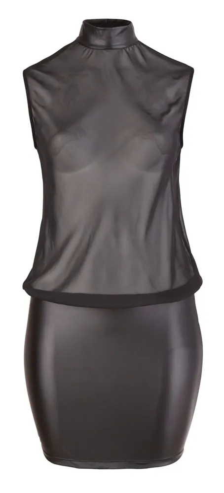 Průsvitné černé šaty Cottelli Collection, volný top a přiléhavá sukně, XL - obrázek 6