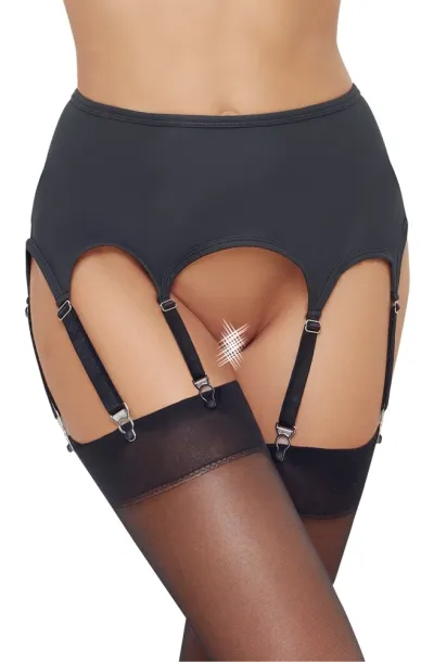 Podvazkový pás Cottelli LINGERIE, matně černý, 8 podvazků, M - obrázek 2