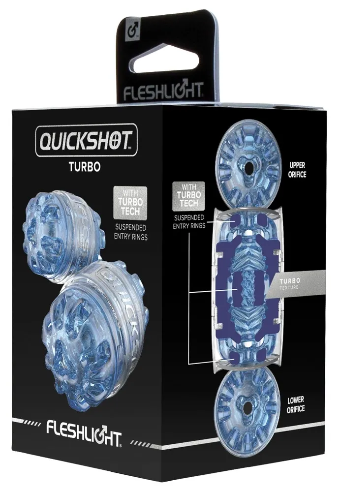Masturbátor Fleshlight Quickshot Turbo Blue Ice, průhledný modrý