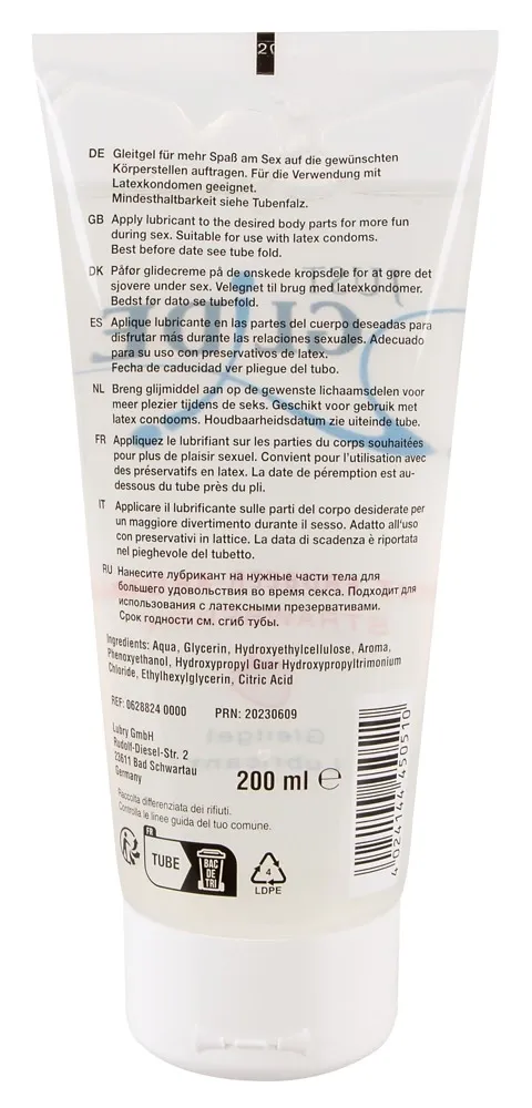 Lubrikační gel Just Glide Strawberry na vodní bázi, jahoda, 200 ml - obrázek 2