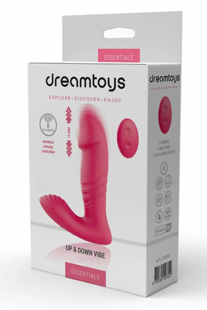 Vibrátor na dálkové ovládání Dream Toys Essentials Up and Down Vibe, růžový, 14 cm