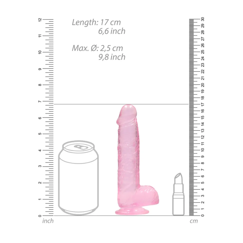 Realistické dildo s přísavkou RealRock Crystal Clear 6", průhledné - obrázek 6