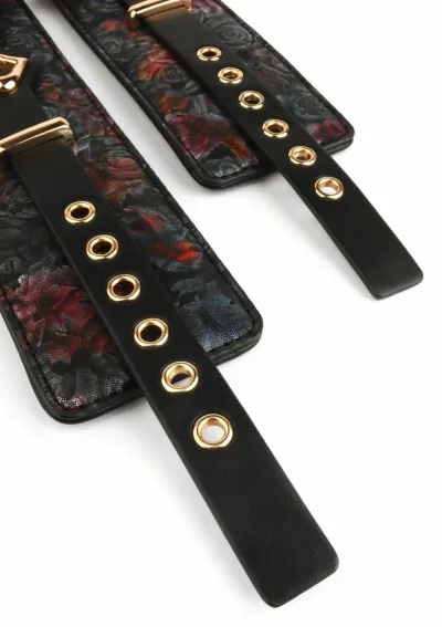 Pouta na zápěstí GEISHA Floral Jacquard, veganská kůže, saténová podšívka - obrázek 6
