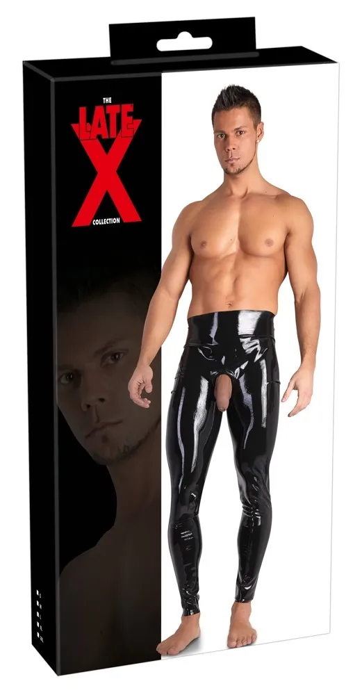 Pánské latexové legíny LateX s otvorem Showmaster, černé, S
