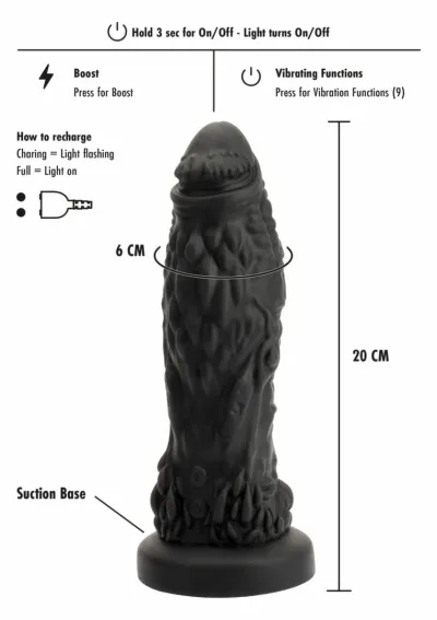 Vibrační dildo HIDDEN DESIRE Extreme Goblin Monster Dong s přísavkou, zelené, 27 cm - obrázek 5