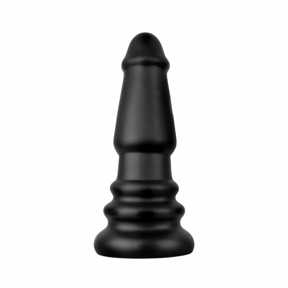 Anální kolík BUTTR Tactical II, protáhlý, s vroubkovanou základnou, černý, 26 cm - obrázek 4