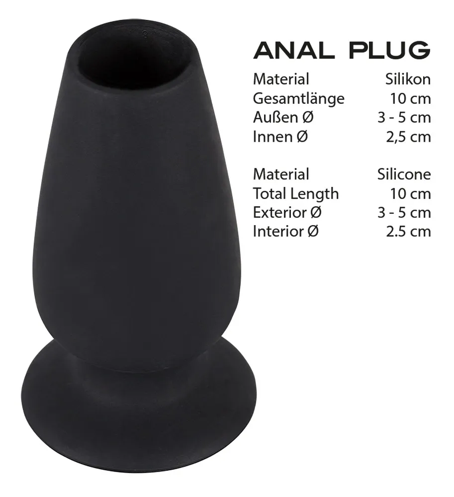 Dutý anální kolík You2Toys Lust Tunnel Plug M, silikon, černý, 10 cm - obrázek 7