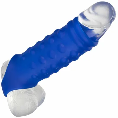 Návlek na penis s kuličkami CalExotics Admiral, tekutý silikon, modrý - obrázek 5