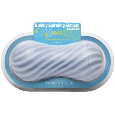 Masturbátor Tenga Flex II Bubbly Blue se spirálovou strukturou, modrý - obrázek 3