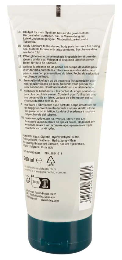 Lubrikační gel Just Glide Premium na vodní bázi s kyselinou hyaluronovou, 200 ml - obrázek 2