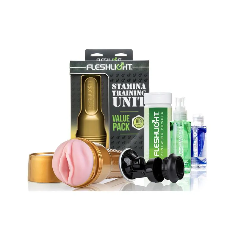 Masturbátor Fleshlight Stamina Training Unit STU, výhodná sada s péčí