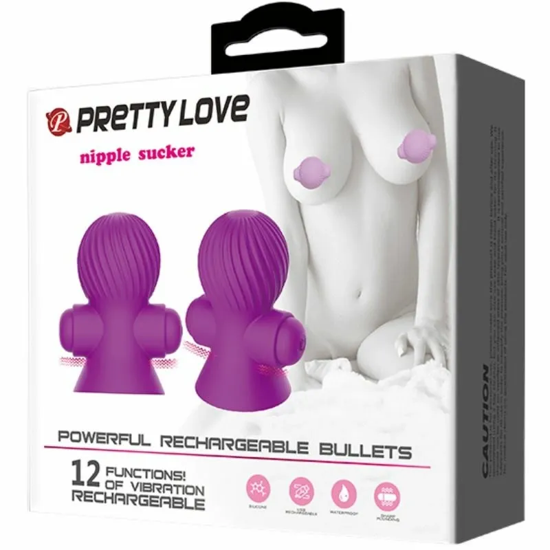 Vibrační stimulátory bradavek Pretty Love 12M, silikon, nabíjecí, lila - obrázek 8