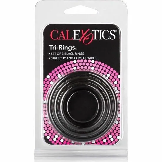 Sada erekčních kroužků CalExotics Tri-Rings, 3 velikosti, černá - obrázek 2