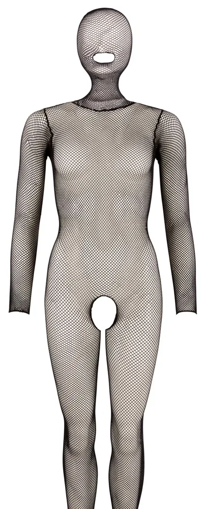 Síťový catsuit Black Level s maskou a otevřeným rozkrokem, černý, S-L - obrázek 6