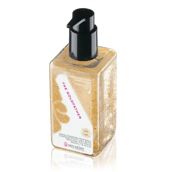 Vodivý gel pro elektrostimulaci Mystim The Goldfather s 23karátovým zlatem, 250 ml - obrázek 2