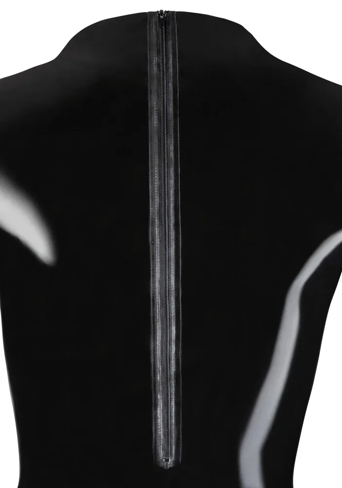 Latexové body LateX s dlouhým rukávem a dvěma zipy, černé, S - obrázek 8