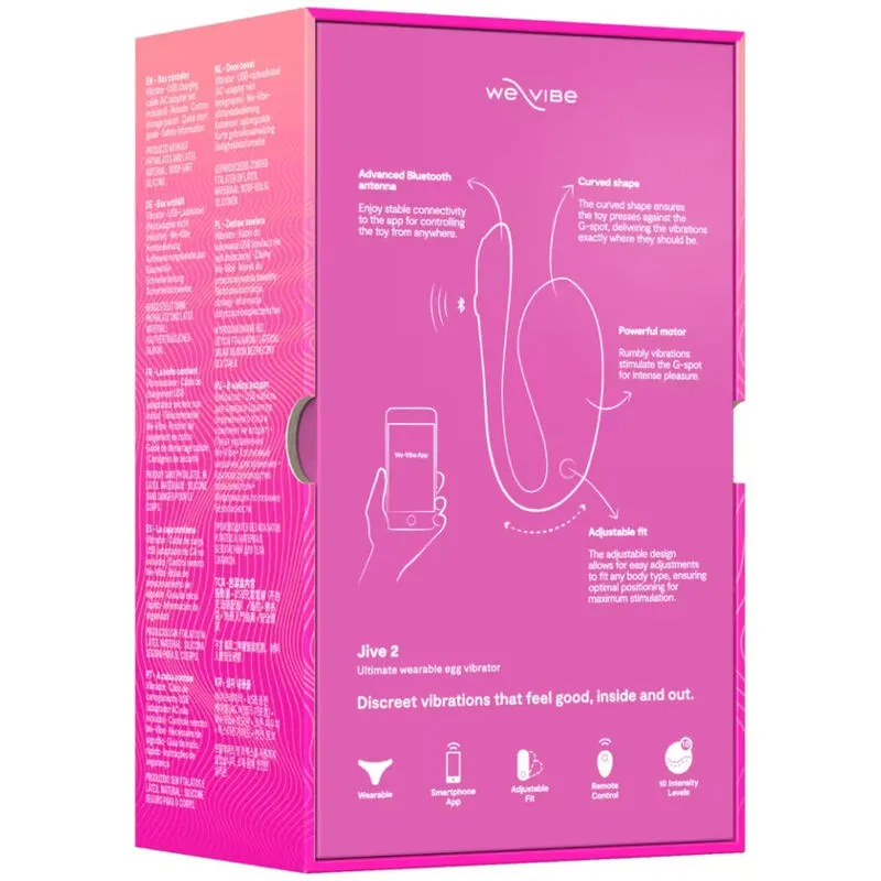 Nositelné vibrační vajíčko We-Vibe Jive 2 s ovladačem a aplikací, zářivě růžové - obrázek 17