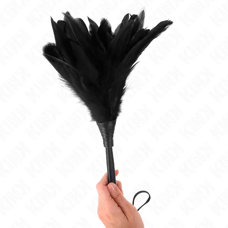 Lechtátko z kuřecího peří ve tvaru rohu KINK, černé, 36 cm - obrázek 3