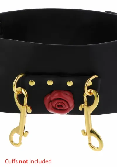 Bondážní opasek TABOOM Wild Roses z umělé kůže s růžemi, černý - obrázek 5