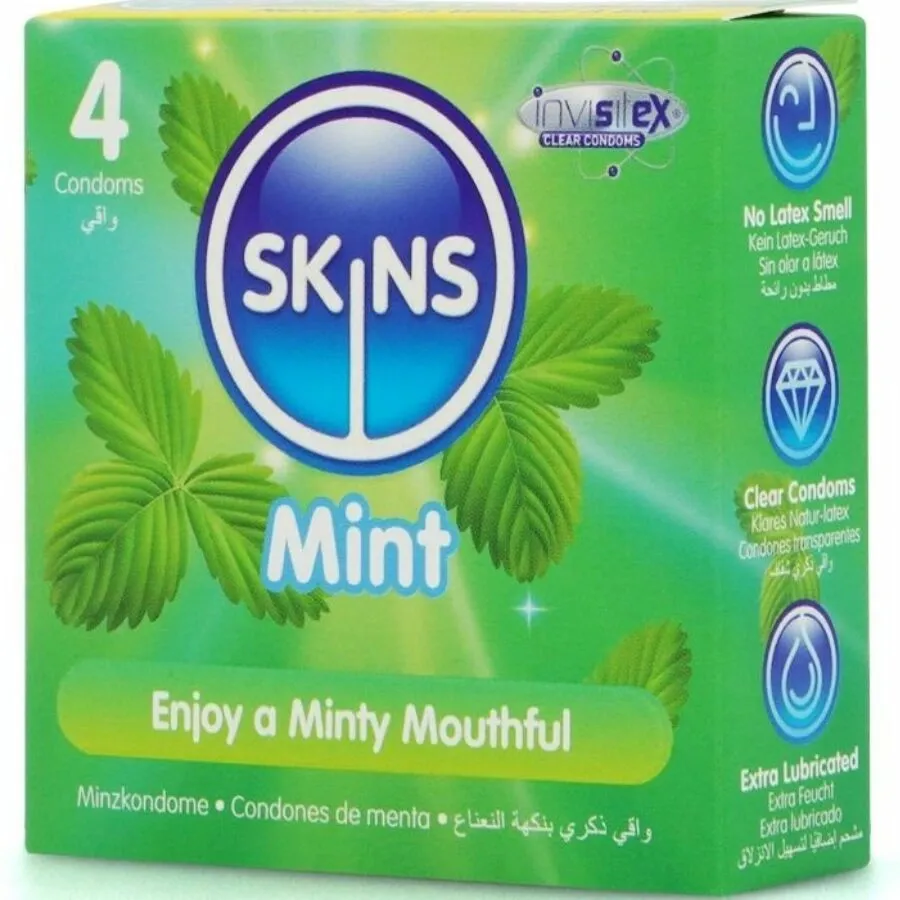 Kondomy Skins Mint s mátovou příchutí, 4 ks - obrázek 2