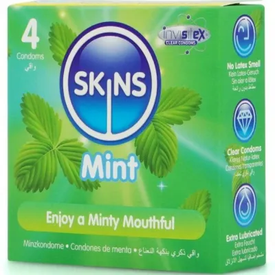 Kondomy Skins Mint s mátovou příchutí, 4 ks - obrázek 2