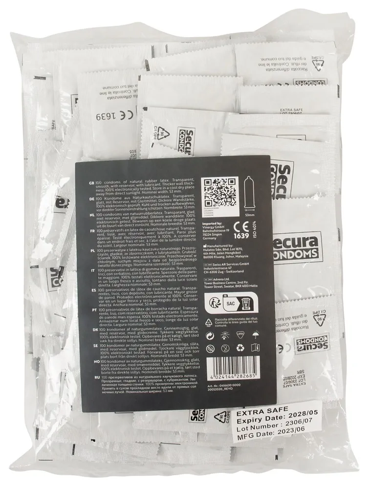 Zesílené kondomy Secura Extra Safe, 52 mm, 100 ks - obrázek 2