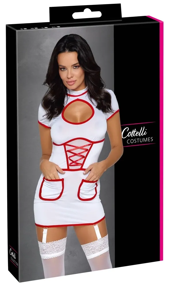 Kostým zdravotní sestry Cottelli Costumes Nurse, šaty, bílo-červený, L