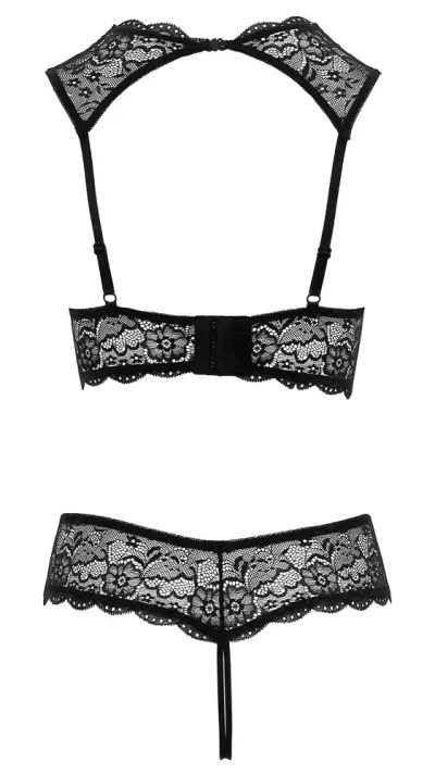 Komplet s otevřenou podprsenkou a tangy Cottelli Collection, černý, 75B/S - obrázek 7