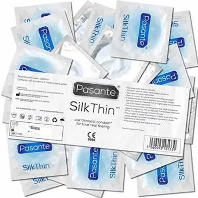 Ultratenké kondomy Pasante Silk Thin, 53 mm, 144 ks - obrázek 3