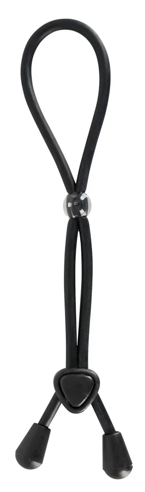 Nastavitelný erekční kroužek se smyčkou Black Label, silikon, černý, 38 cm - obrázek 2