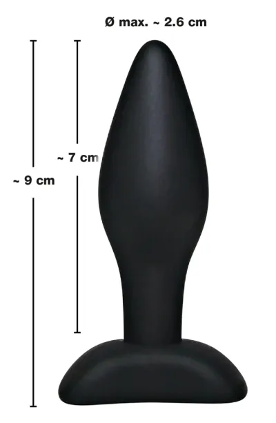 Anální kolík Black Velvets Small Plug, silikon, černý, 9 cm - obrázek 4