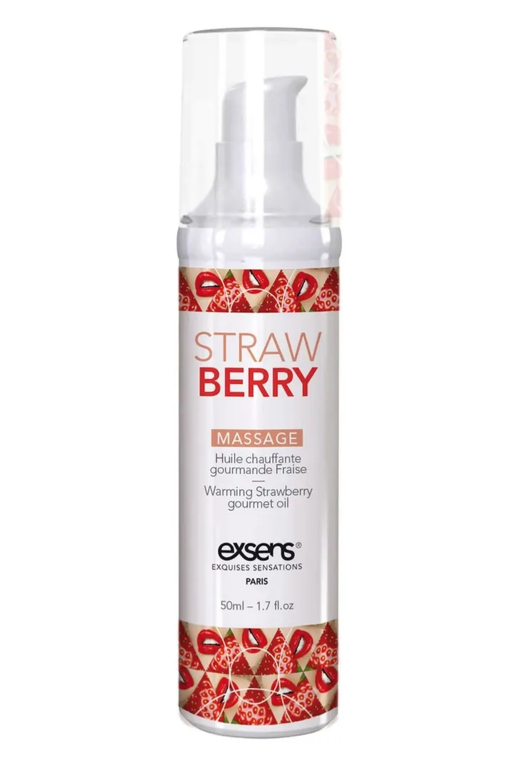 Hřejivý masážní olej EXSENS Strawberry, jahoda, 50 ml - obrázek 3