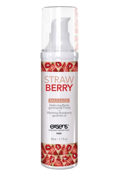 Hřejivý masážní olej EXSENS Strawberry, jahoda, 50 ml - obrázek 3